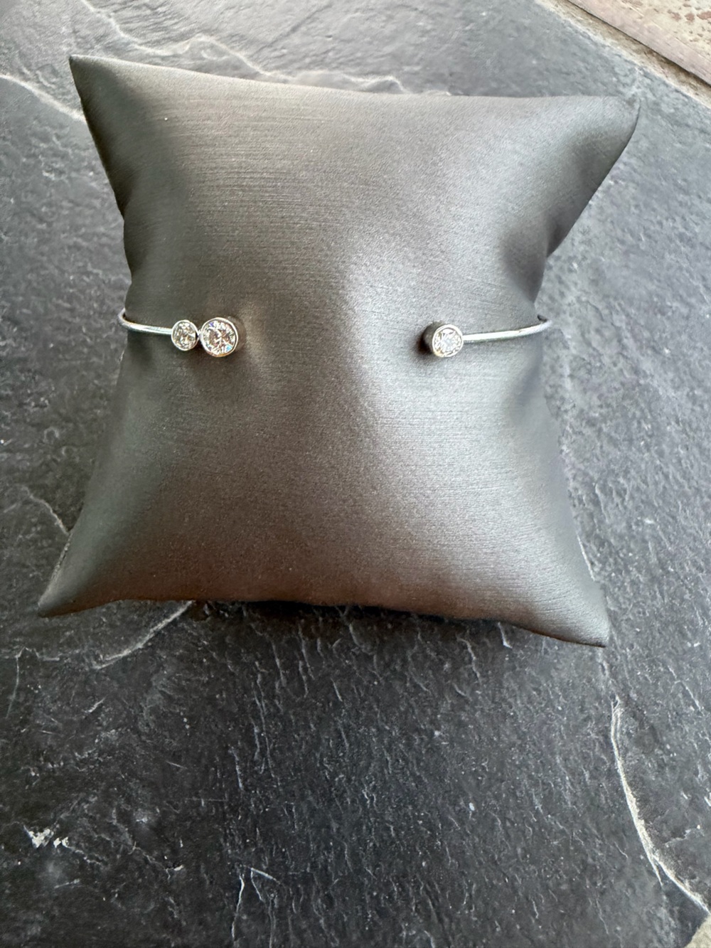 14kt. White Gold Open Cuff Bracelet with Old Mine Cut Diamonds